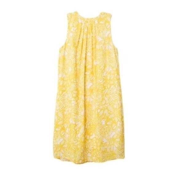 H&M Yellow Art Deco Patterned Sleeveless Crepe A-Line Dress Size 6 - Picture 1 of 4